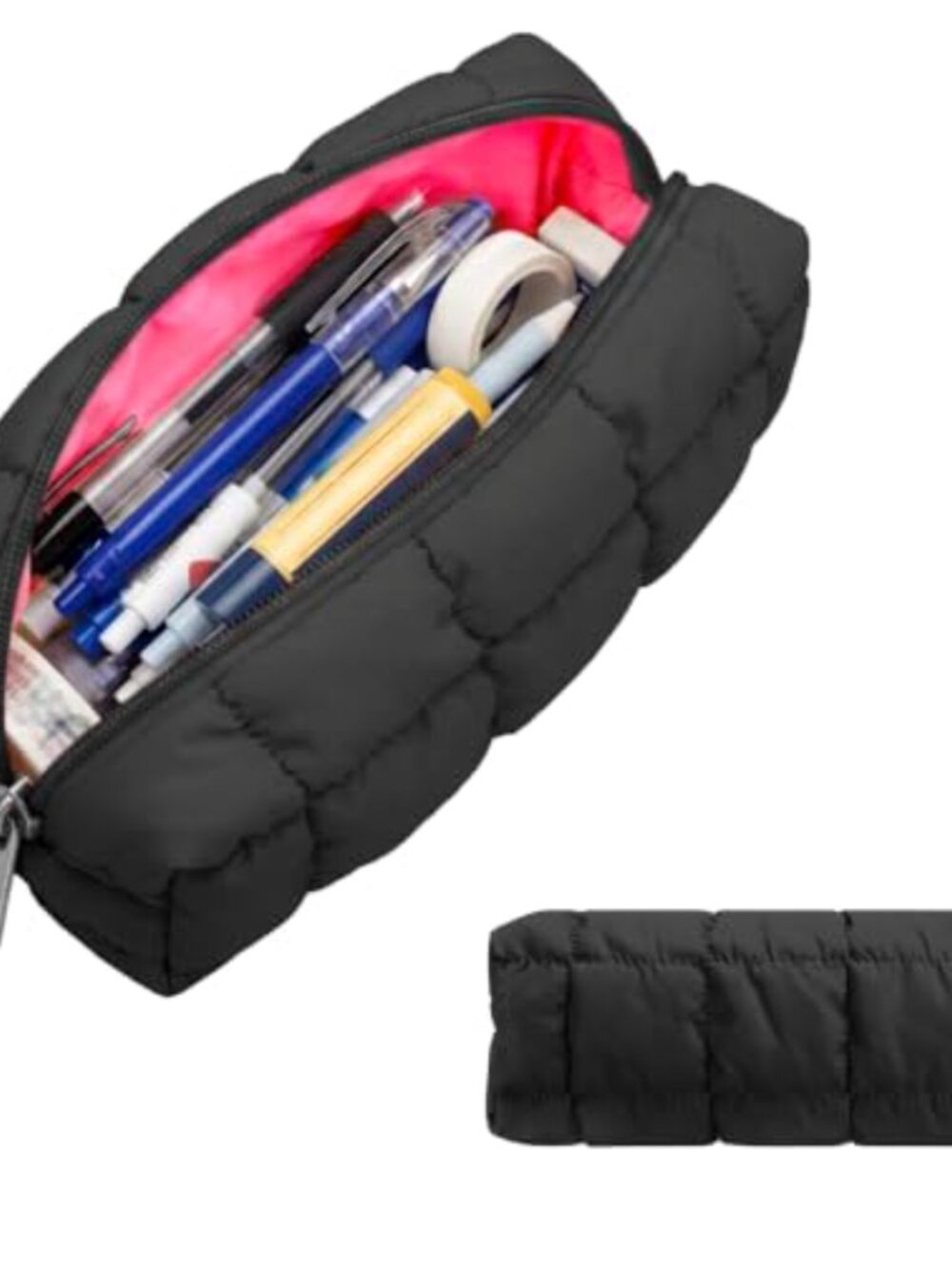 Quilted Cotton Makeup Brush Bag Small Travel Cosmetic Toiletry Pouch